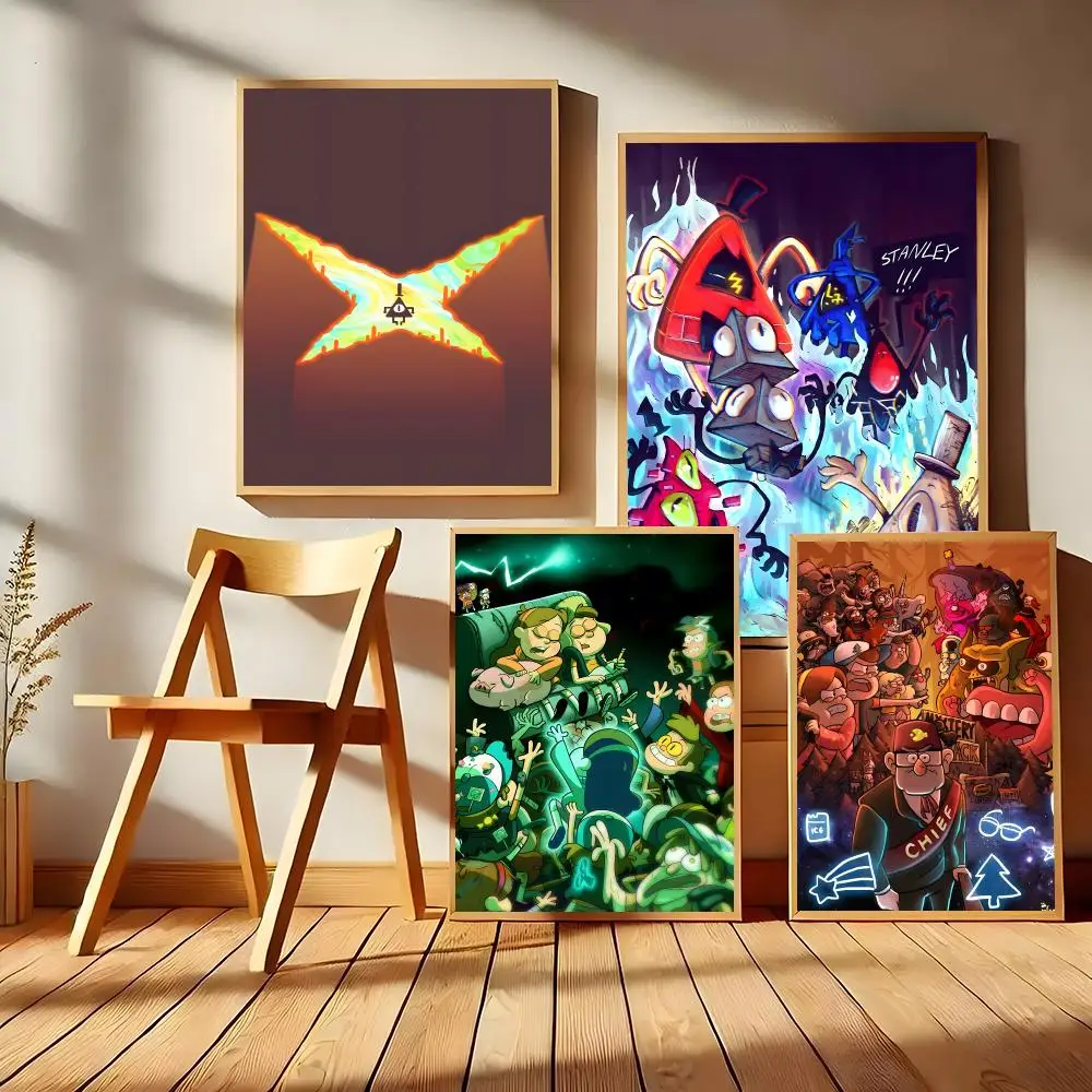 Cartoon G-Gravity Cute Falls BILL CIPHER Poster Matte Self-Adhesive Wall Art Print Living Room Bedroom Home Decor