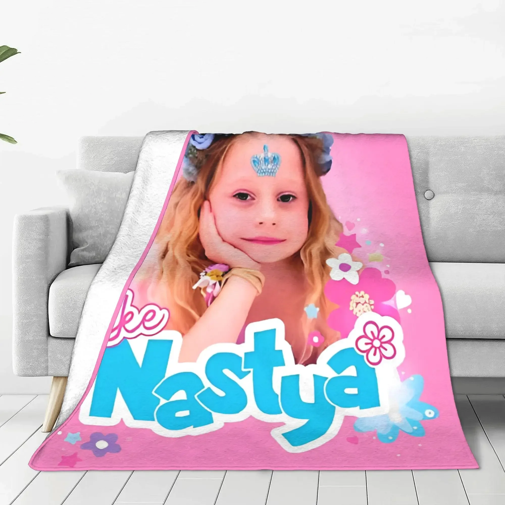 Wie Nastya Girl Decke aus Fleece für alle Jahreszeiten, niedlich, tragbar, leicht, dünn, Überwurfdecke für Bett, Couch, Steppdecke