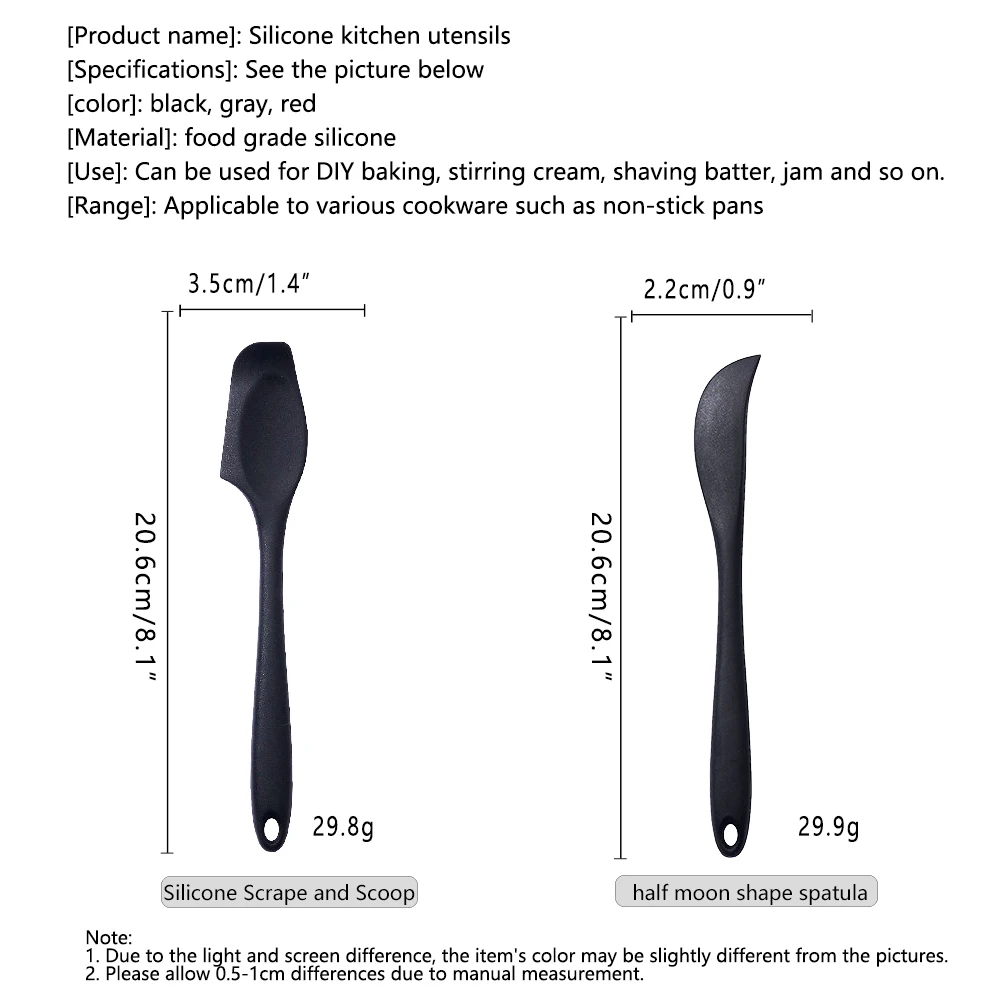 Multi-Purpose Silicone Cream Spatula and Butter Knife Set for Spreading Butter Cheese Peanut Butter Jam- Half Moon Shape Scraper