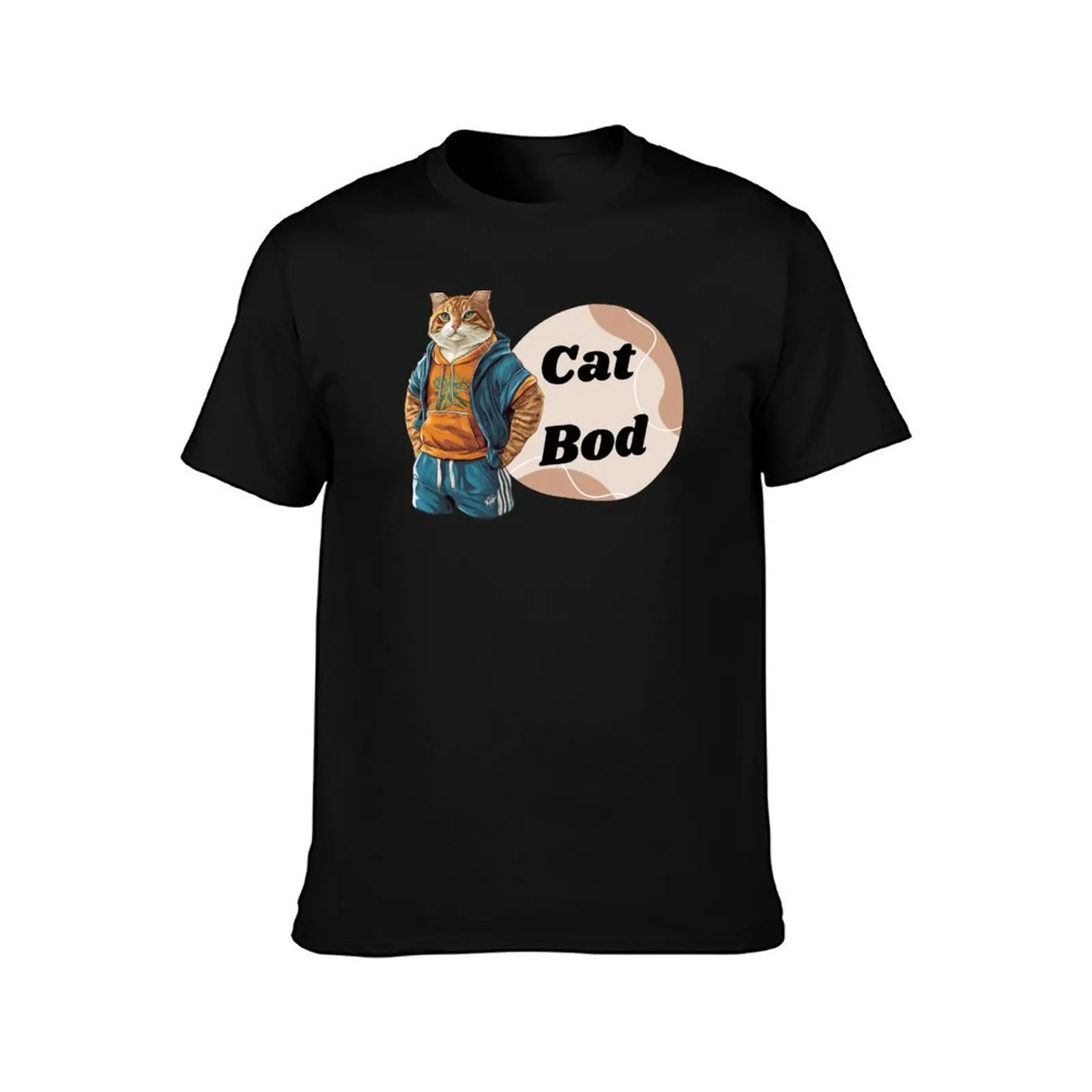 Cat Bod - Feline Fitness Fun T-Shirt, Summer Casual Cotton Tee, Oversized Streetwear Tops, Vintage Graphic Print, 100% Cotton