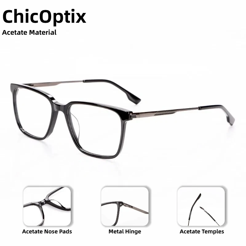

Women's Rectangular Fashion Optical Glasses Classic Retro Men's High Quality Acetate Frames with Clear Lenses Decorative Frames