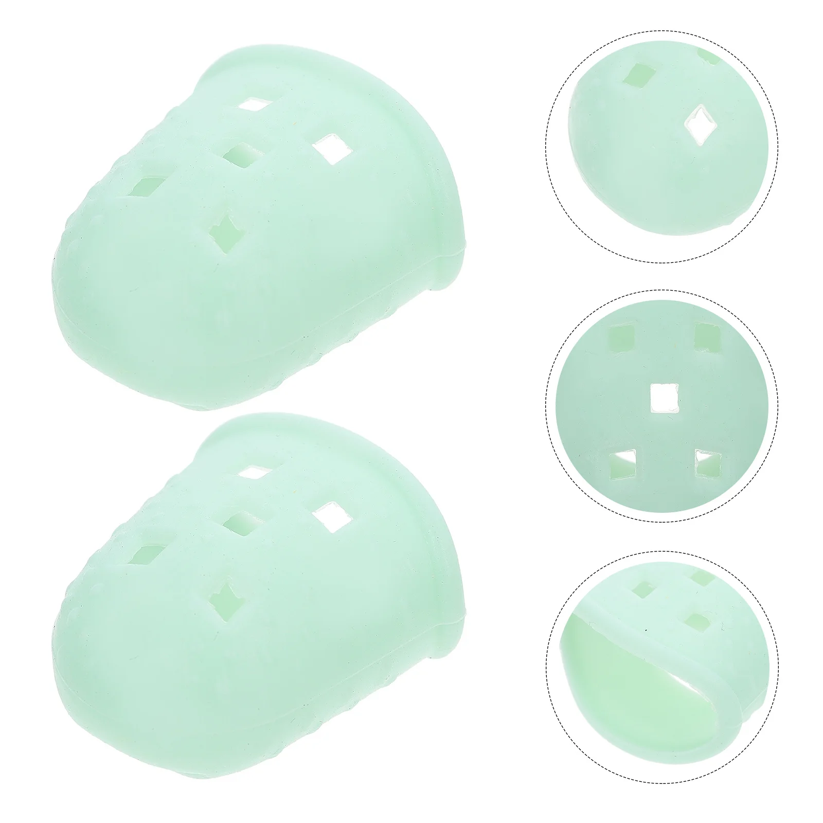 2 Pcs Finger Cot Silicone Covers Nail Thumb Caps Light Green Kalimba Practice Supplies Child