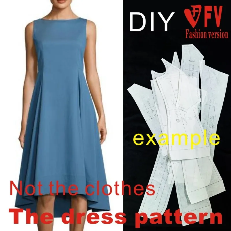 Long skirt pattern women's sleeveless dress sewing structure drawing 1:1 garment pattern BLQ-317