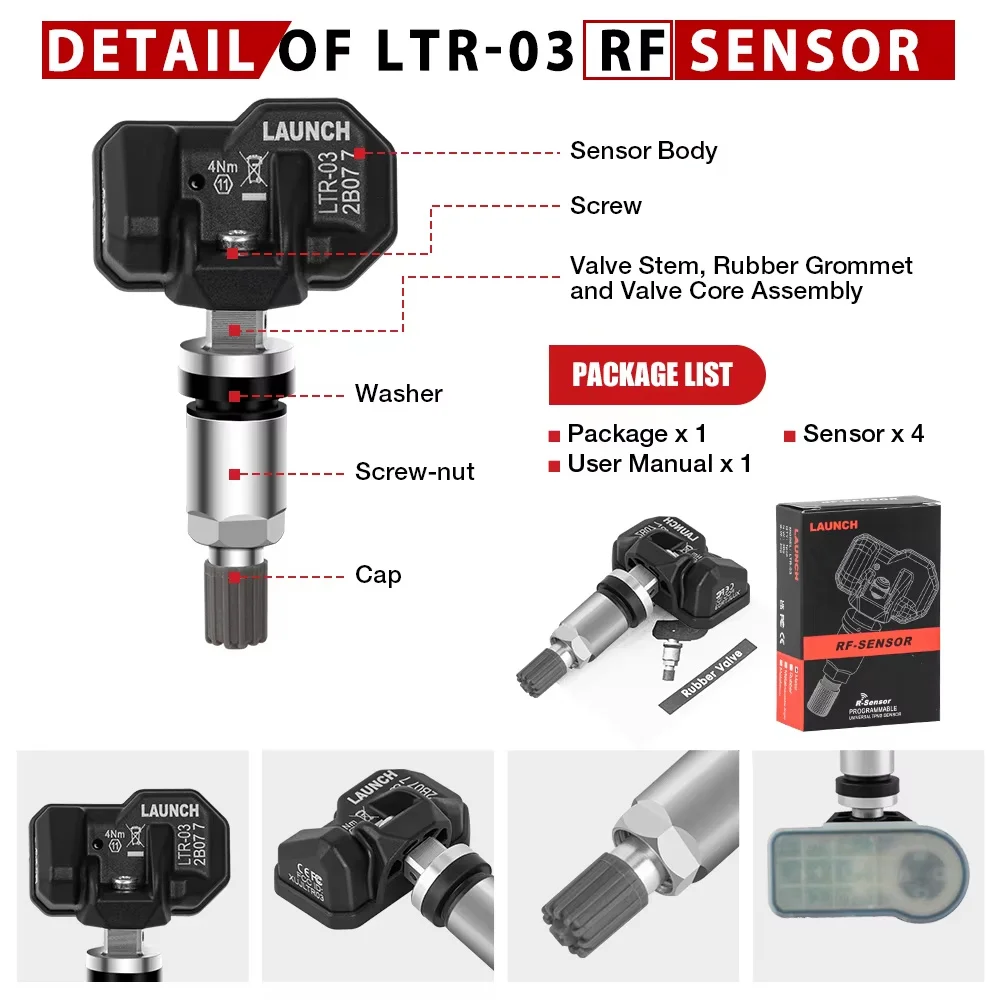 LAUNCH X431 Sensor 2 in 1 RF-Sensor 315MHz/433MHz TPMS Tire Repair Tools TSGUN Scanner Tire Pressure Sensors Tester Programming