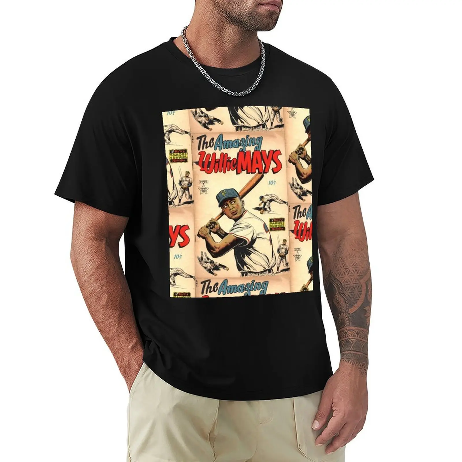 

Vintage Comics - The Amazing Willie Mays T-Shirt anime clothes graphics mens plain t shirts