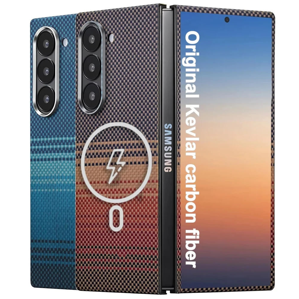 Real Pure Carbon Fiber For Magsafe Case For Samsung Galaxy Z Fold 8 Ultra Fold7 Aramid Fiber Ultra Thin Built-in Magnetic Cover
