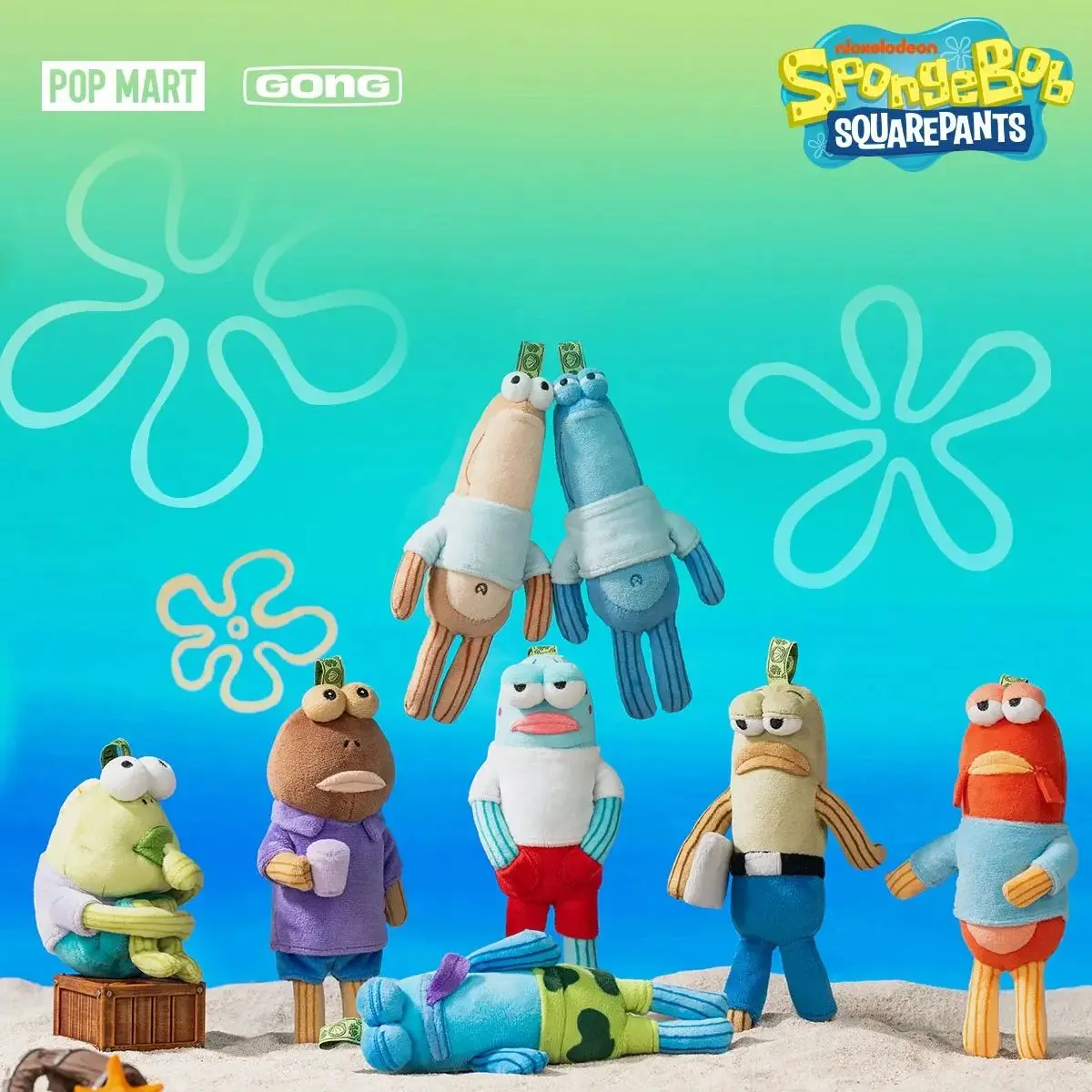 

100% ПОДЛИННЫЙ POP MART Губка Боб Бикини Низ Buddies Плюшевая глухая коробка - случайная коллекция (один коробка)