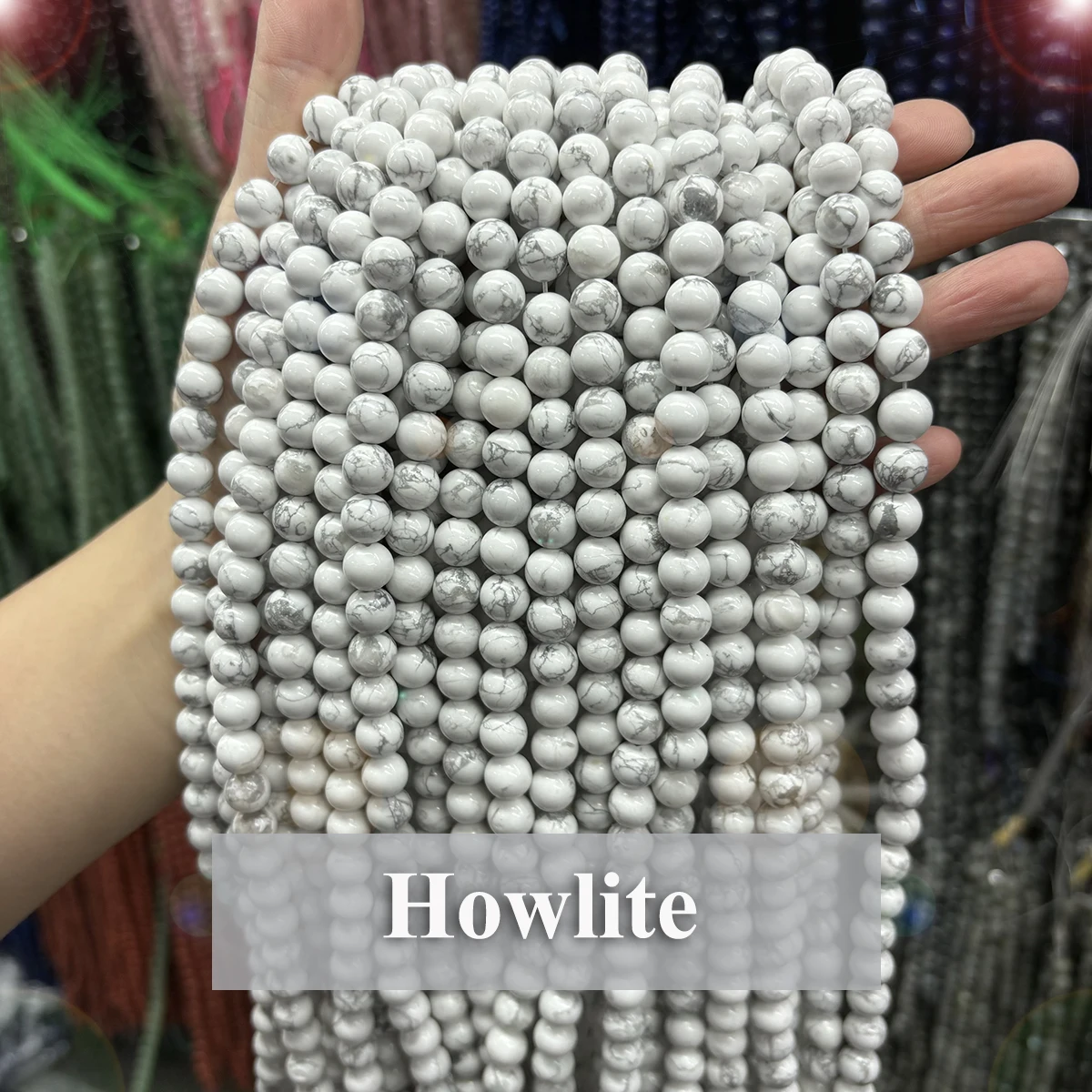 Natural Howlite Bead 4 6 8 10mm Round Loose Gemstone Stones Bead Making DIY Bracelet Necklace Craft Supplies Jewelry Accessories