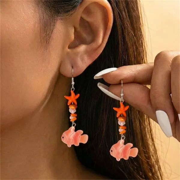 Women's Ocean Style Shell Starfish Stud Earrings, Nautical Gift