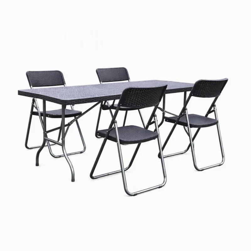 Outdoor Folding Dining Table and Chair Set - Garden Camping Foldable Dining Table and Chair