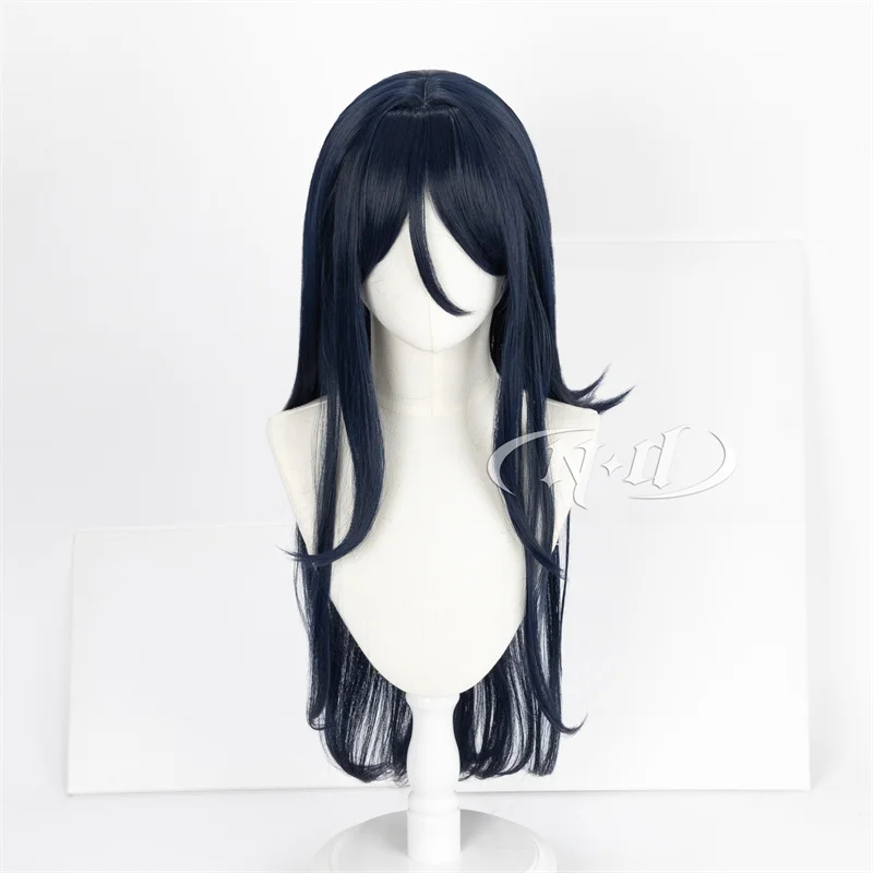 ND Hoshino Ichika شعر مستعار تأثيري مشروع SEKAI تأثيري طويل الأزرق الداكن والأسود خصلات الشعر المستعار للعبة كوميك كون كوزر الطرف الاصطناعية
