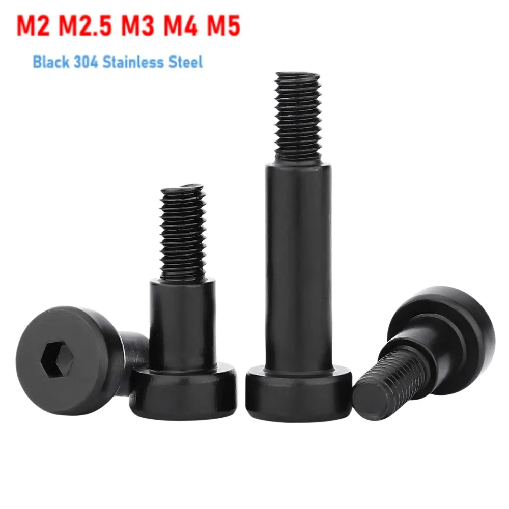 M2‑M5 304 Stainless Steel Black Allen Shoulder Bolt, Hex Socket Roller Bearing Screw, Heavy‑Duty Industrial Mechanical Fastener