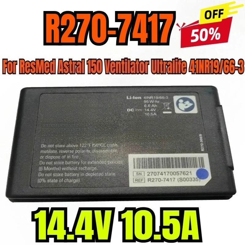 14.4V 10.5A Medical Battery R270-7417 41NR19/66-3 for ResMed Astral 150 Ventilator Ultralife