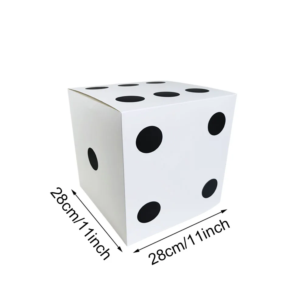 1 stücke Casino Thema Bevorzugung Boxen Dekor 28 cm Weiß Rot Schwarz Casino Würfel Boxen Casino Spiel Nacht Las Vegas geburtstag Party Dekoration – Detail 2