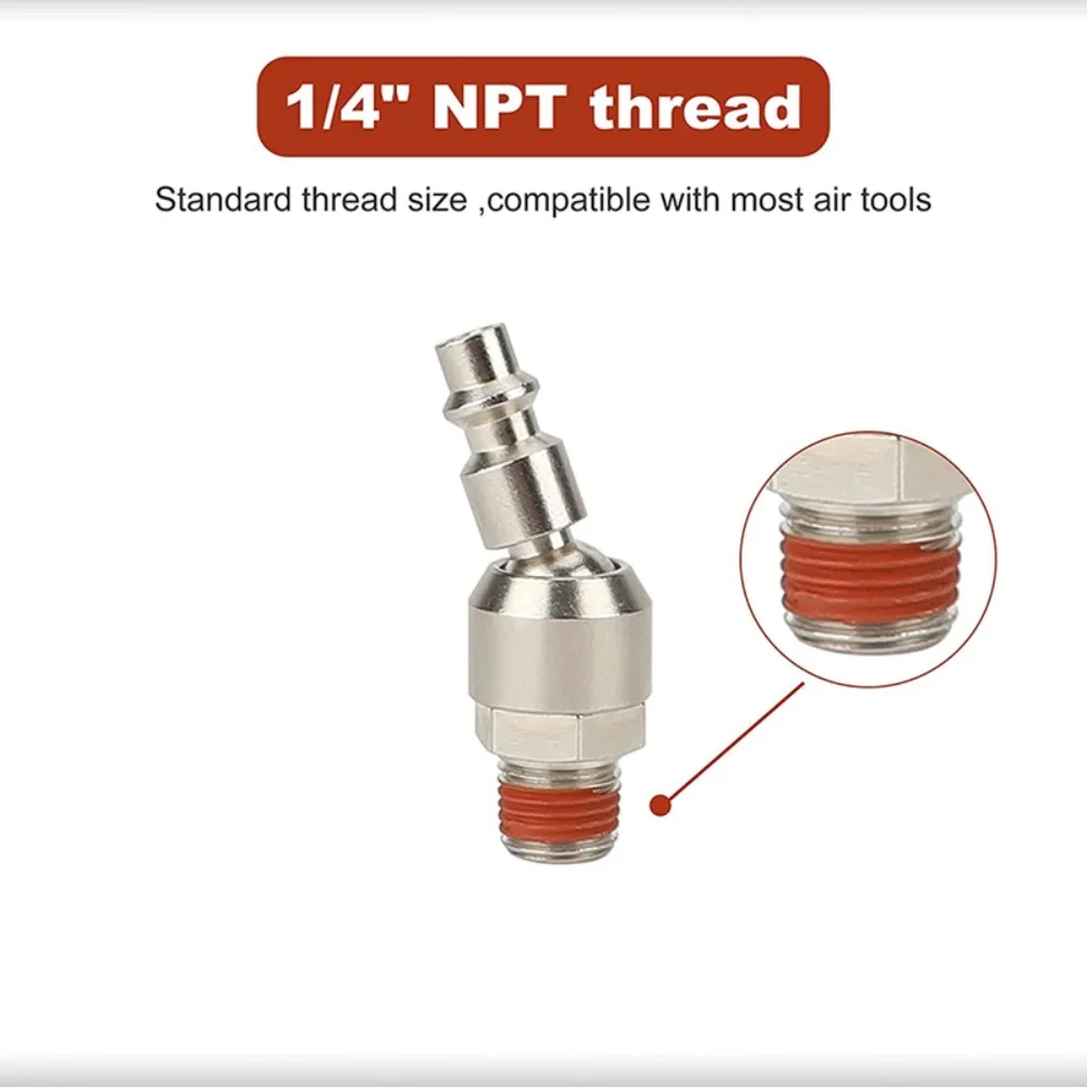 2PCS 1/4in NPT Swivel Coupler and Plug Industrial Male Thread Swivel Air Plug Flexible Hardened steel Air Hose Fittings