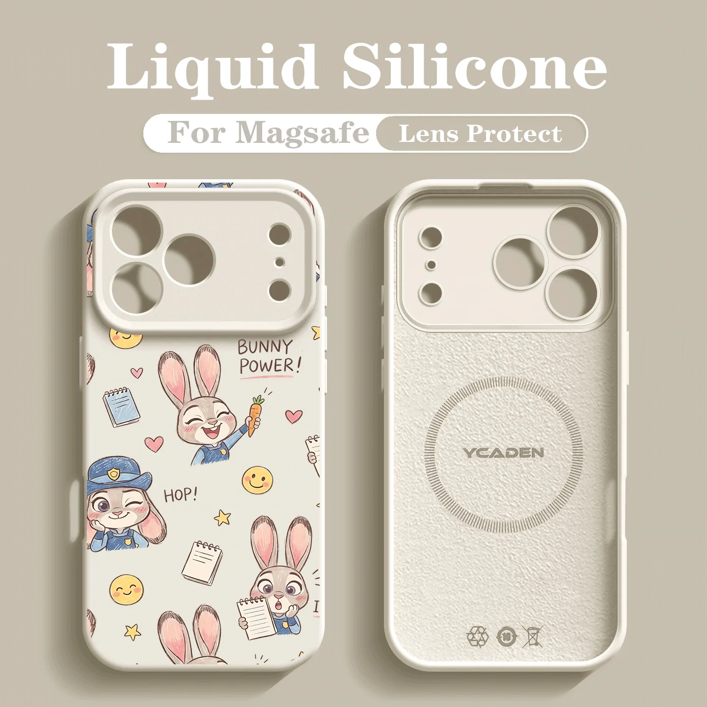 Cartoon Cute Judy Liquid Silicone Phone Case For iPhone 17 16 Pro 15 14 13 12 Pro Max 13 17 Magsafe Wireless Charging Full Cover
