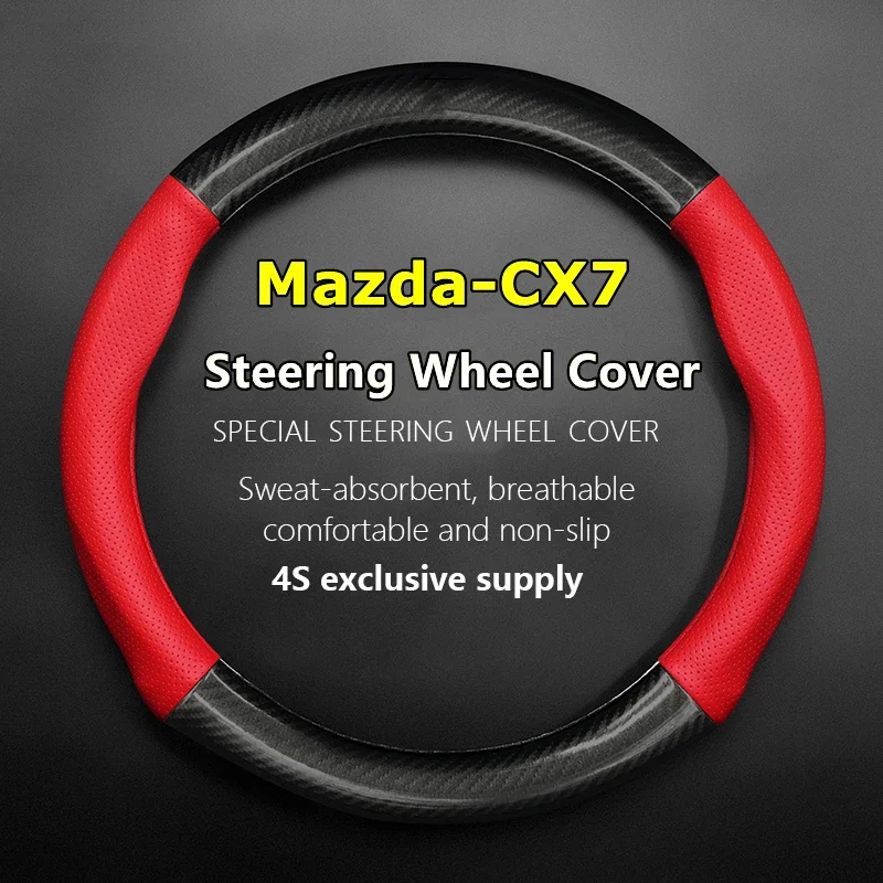 No Smell Thin For Mazda CX7 Steering Wheel Cover Genuine Leather Carbon Fiber Fit CX-7 2.0 2.5 2WD 2.3T 2010 2011 2014 2022