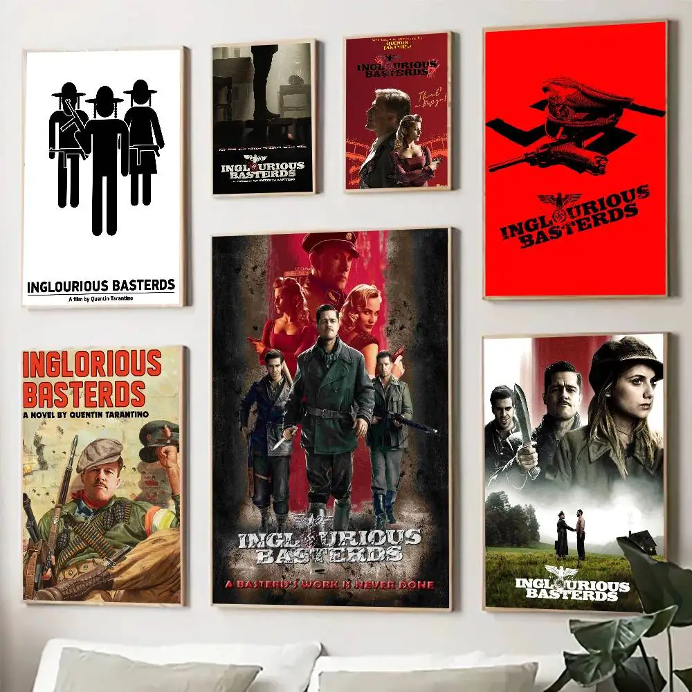 I-Inglourious Basterds War Movies Posters Living Room Bar Cafe Quality Canvas Vintage Style Comics Painting Art Home Wall Decor