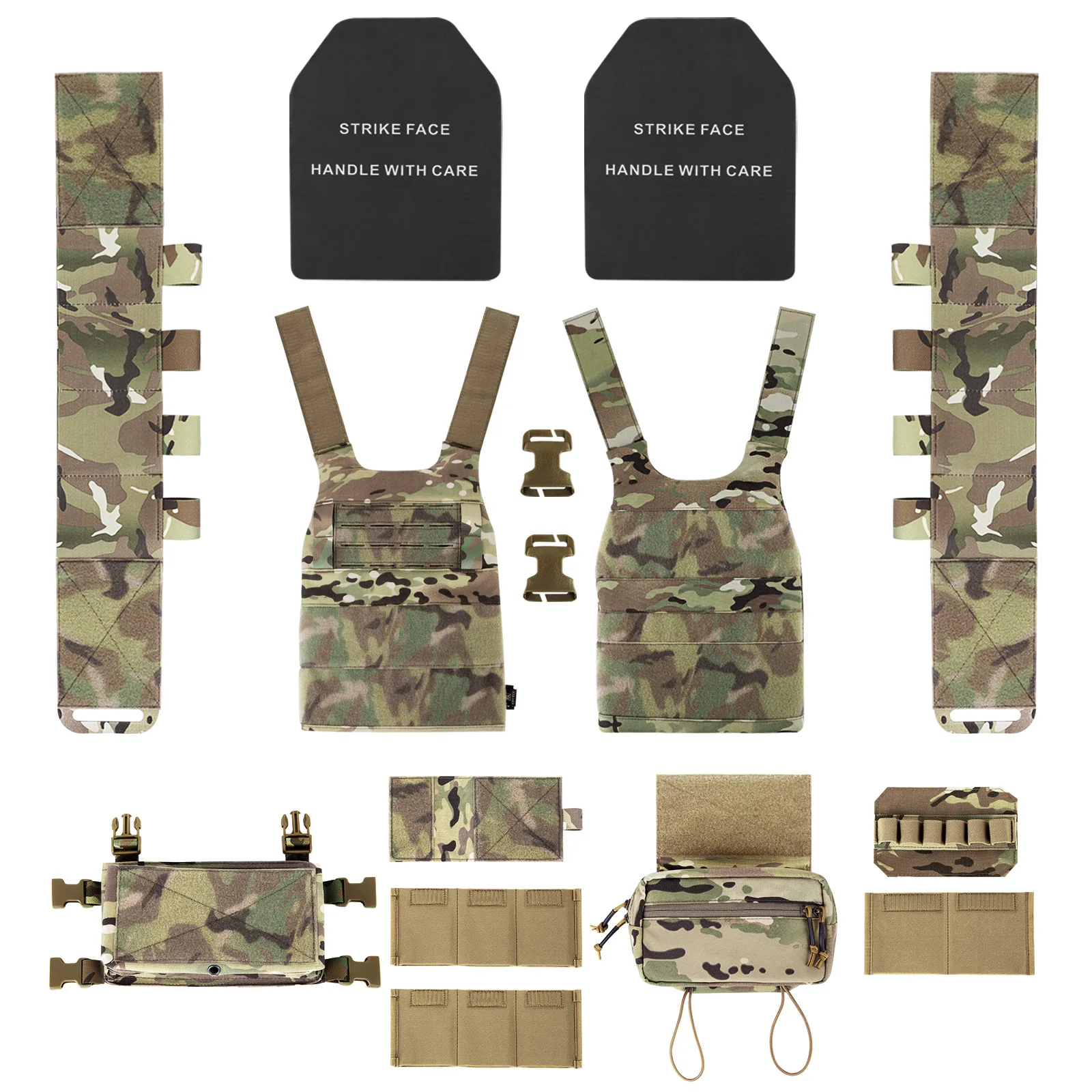 KRYDEX Low Vis Slickster kamizelka taktyczna Plate Carrier elastyczny Cummerbund Mag etui Micro Fight MK3 podwozie Drop Pouch Camo MC