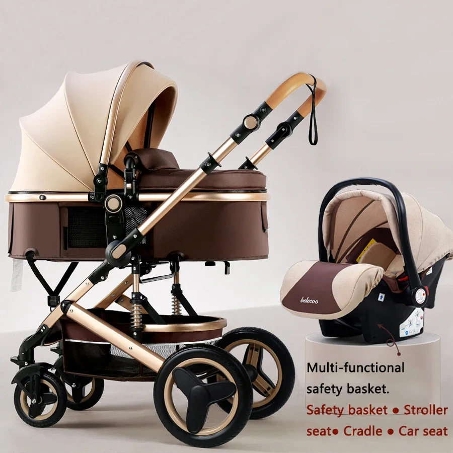 High Quality Baby Stroller Luxury Compact Stroller 3 in 1 Fold Two-Way Baby Doll Stroller China with Car Seat