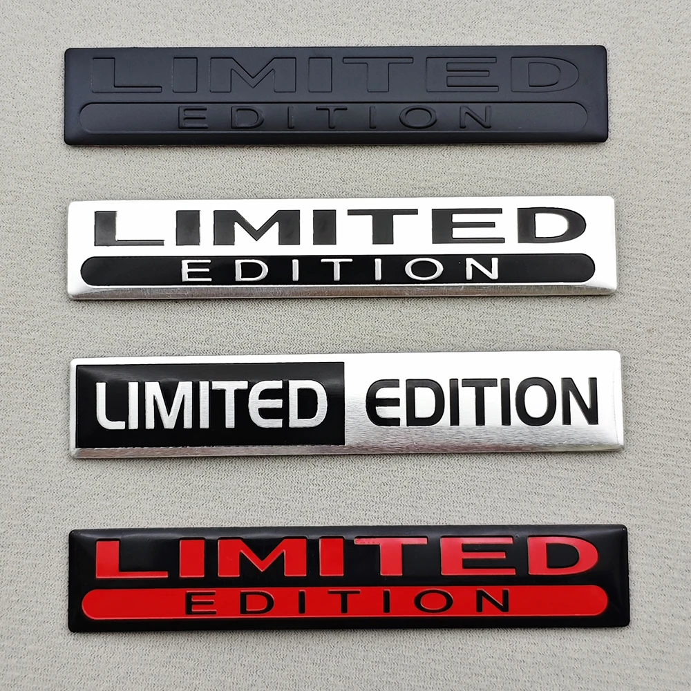 2PCS Metal Aluminium LIMITED EDITION Logo Emblem 3D Chorme Silver Black Red Car Sticker Fender Trunk Badge Decal Car Accessories
