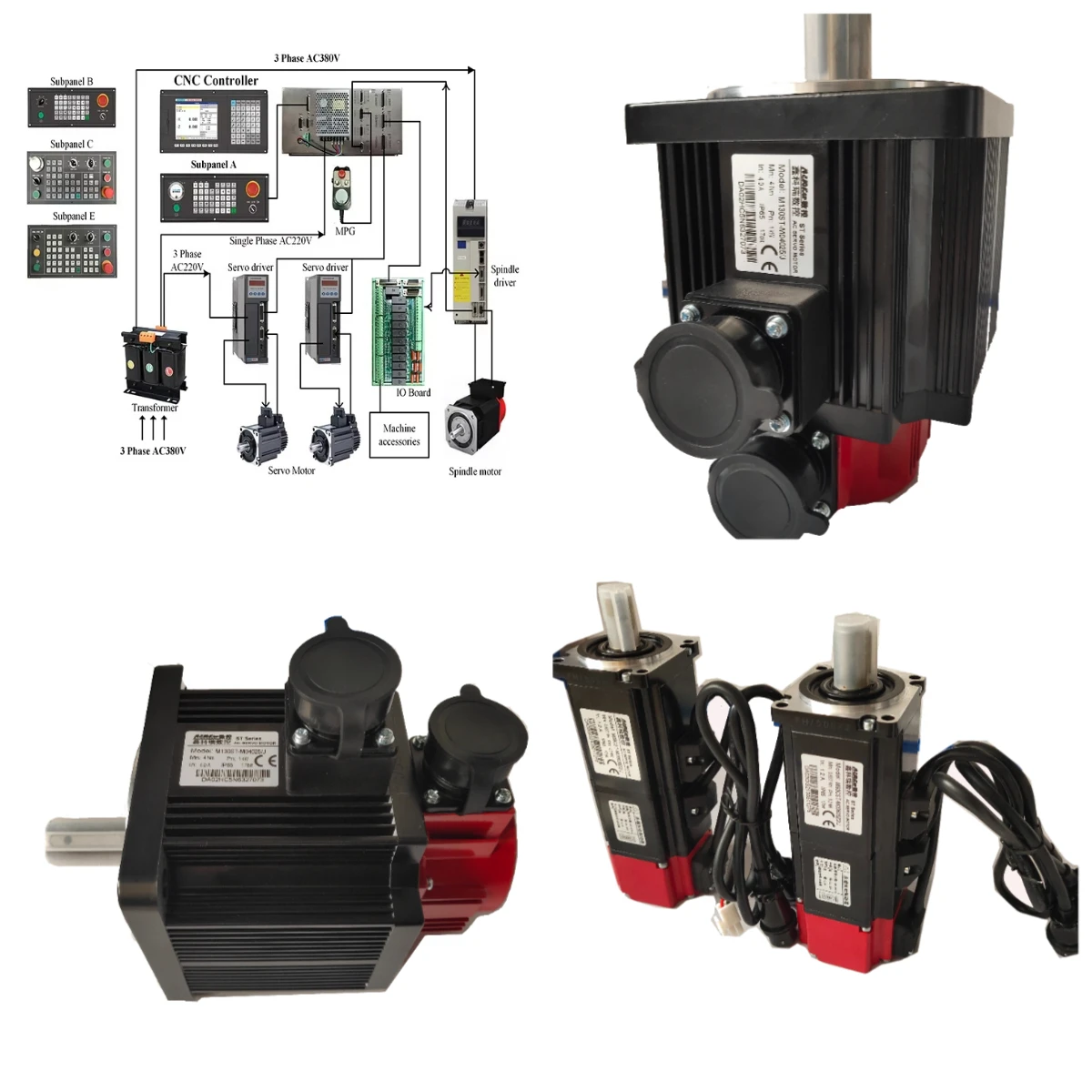  New High-Speed 7.5Kw 48N.m 240v AC Servo Motor And Motor Drive For Textile Machine Matched Cnc Controller