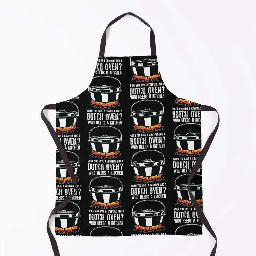 

Kitchen Outdoor Campfire Cooking Dutch Oven print Apron Trim Cloth Cute Kitchen Accessories Apron