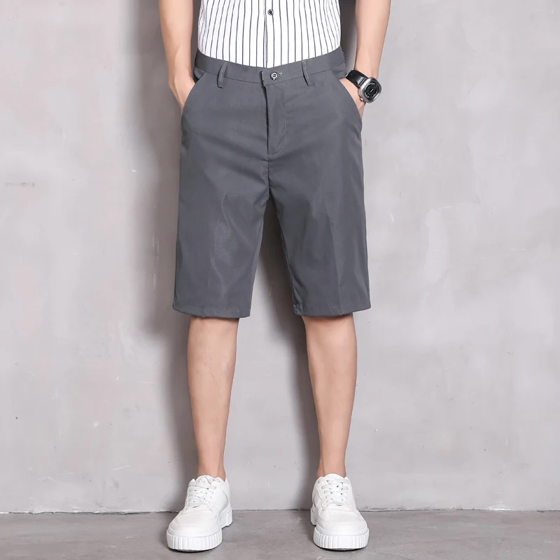 Stylish Straight Casual Shorts Korean Men's Clothing Youthful Vitality Solid Color Summer All-match Zipper Button Knee Pants New