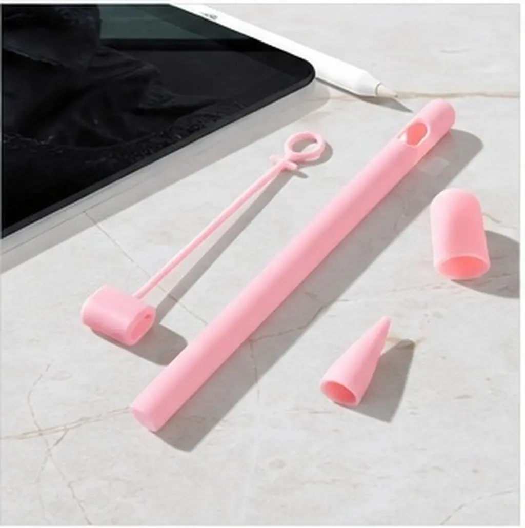Pink Silicone Screen Touch Pen Sleeve Protective Cover Anti-Lost Compatible for Apple Pencil Scratch Shock Protection Pen