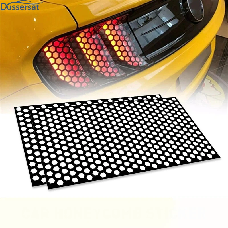 Universal Car Tail Light Lamp Stickers - Black Honeycomb Taillight Cover DIY Fog Light Smoke Film Decal Sticker for All Vehicles