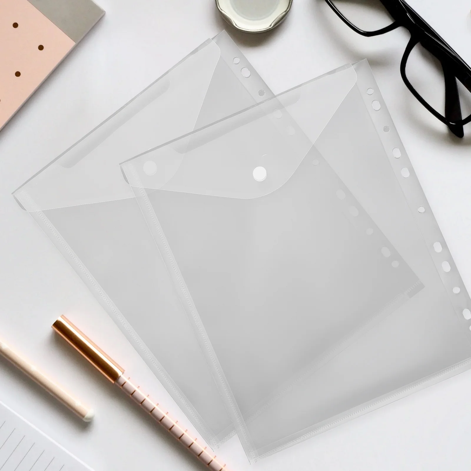 

5pcs A4 File Storage Bags Transparent 11-Hole Loose-Leaf Page Pocket For Documents Photos Cards Tickets Binder Insert Document