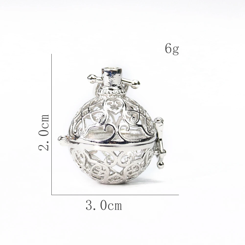 Metal Harmony Chime Ball Pendant Mexican Bala Heart Locket Cage Pregnancy Sounds Necklace Amulet Charms Woman Baby Jewelry Part