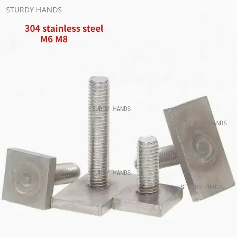 10pcs Stainless Steel Screw Chute Rail Track T-Shape Bolt Rectangle Hammer Head Bolt M6 M8 Hardware Fastener Tool Supplies