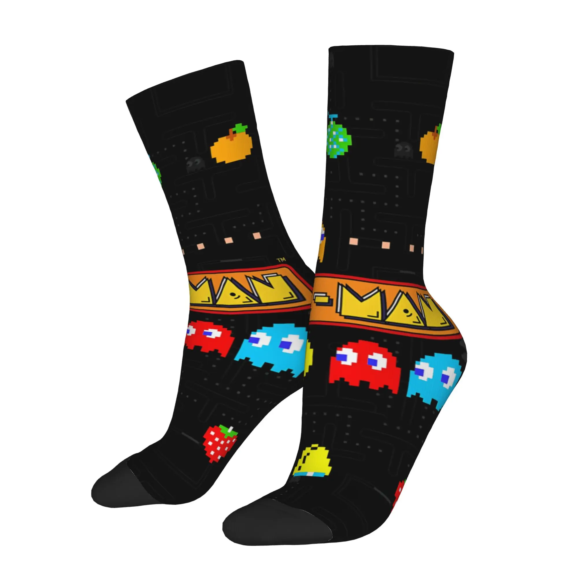 1 Pair Hip Hop Retro Classic Arcade Layout Crazy Men's Sock PAC-MAN Harajuku Pattern Printed Funny Sock