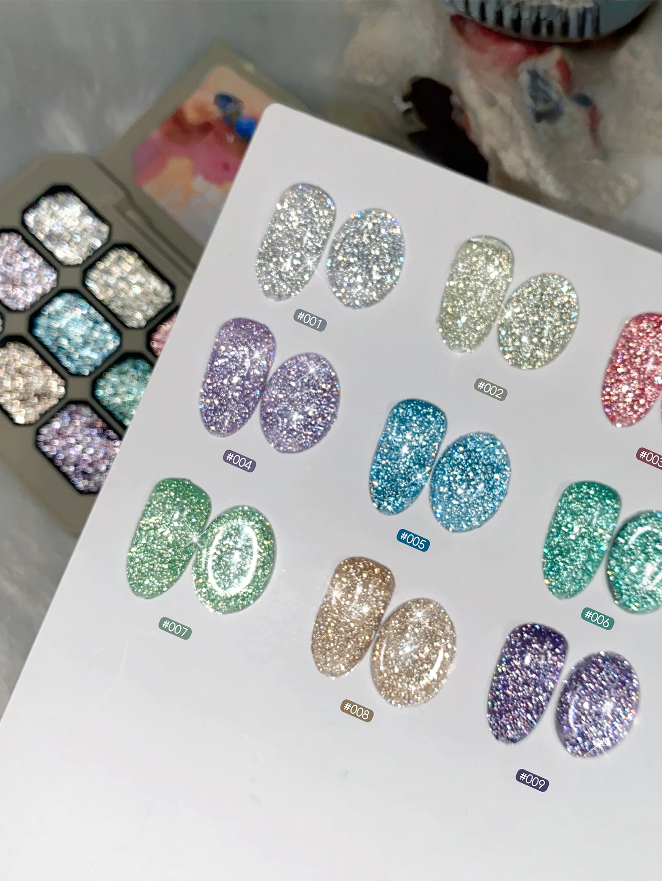 9-grid color reflective diamond solid  UV gel nail art nail charm DIY nail salon
