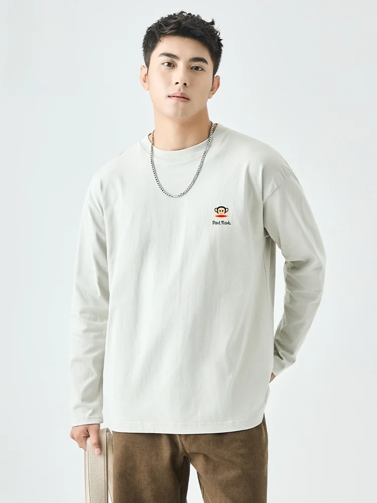 

PaulFrank Long Sve Pure Cotton Casual Loose Fit round Ne T-irt for Men Early Autumn Sle Comfortable Soft Basic Top
