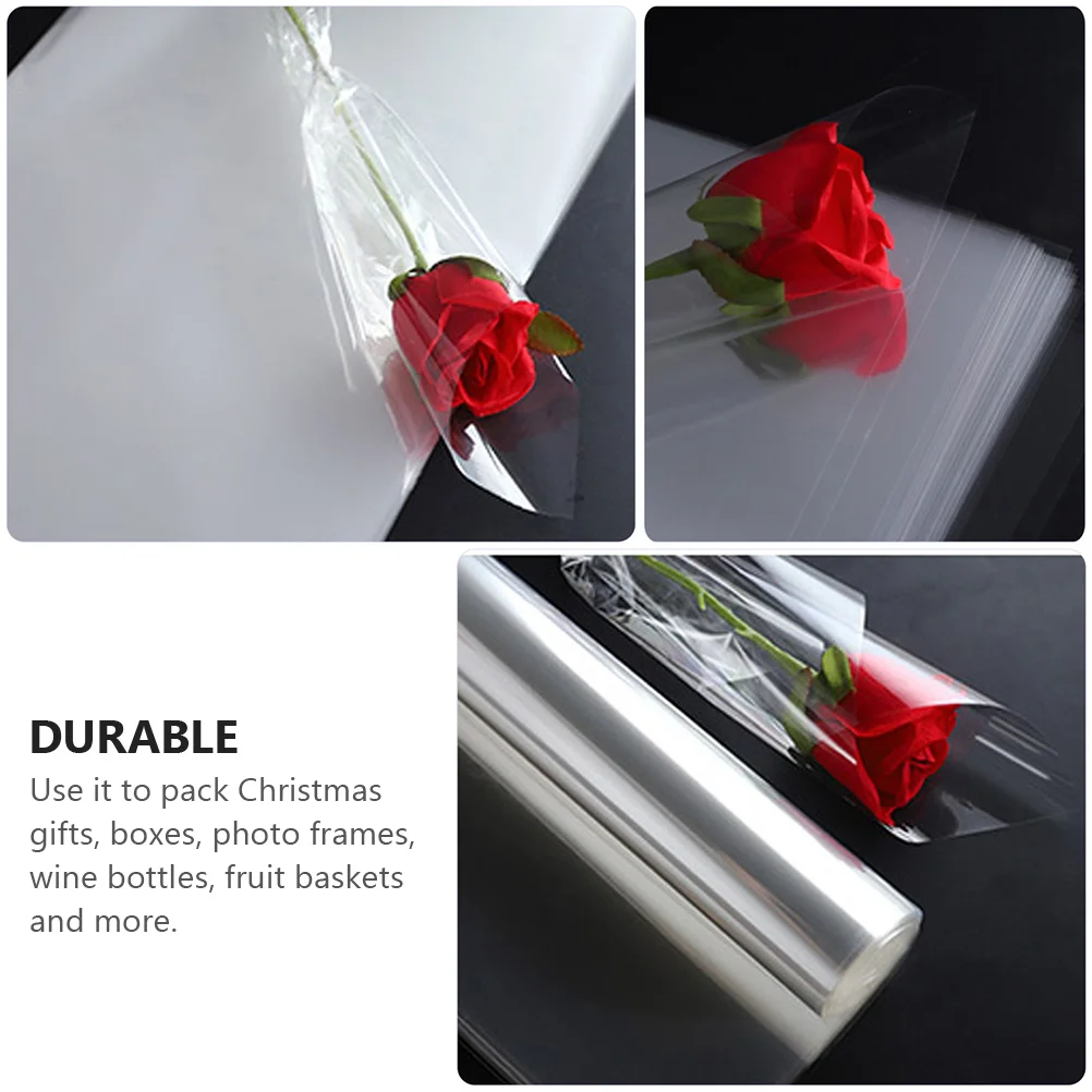 1 لفة شفافة واضحة السيلوفان التفاف الفيلم دائم هدية التفاف الفيلم للزهور الحرفية الزفاف عيد ميلاد واضح السيلوفان #1