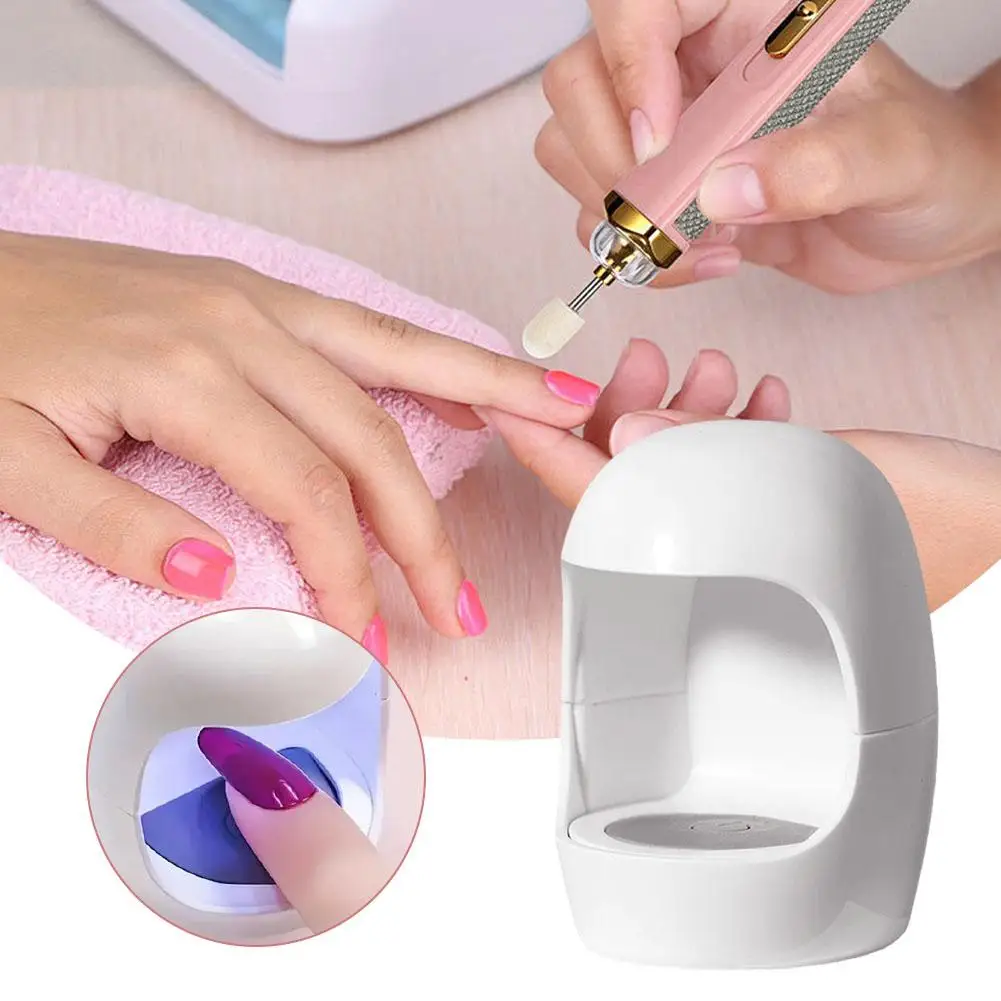 Mini secador de uñas con lámpara UV, máquina de manicura de un solo dedo, herramientas de Arte de esmalte con herramienta LED, secador de uñas USB, lámpara de manicura Ge T6Q2