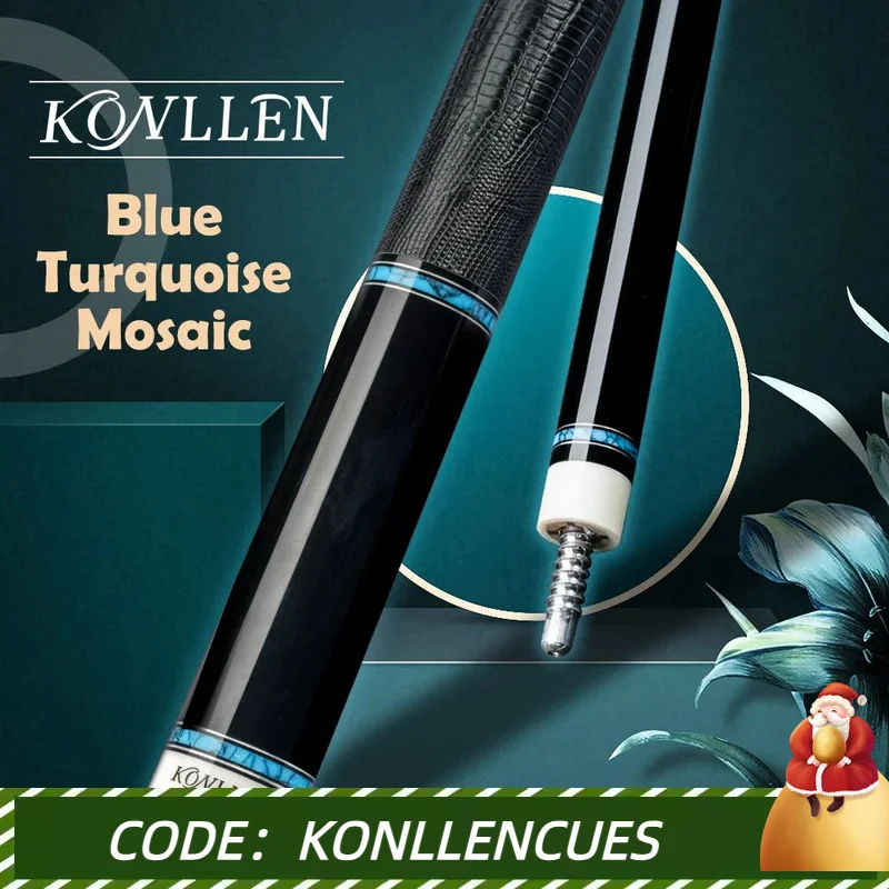 KONLLEN-Carbon Fiber Pool Cue Stick Kit with Case, Billiards Cue Stick, Real Inlay, Carbon Energy Technology, Leather Grip