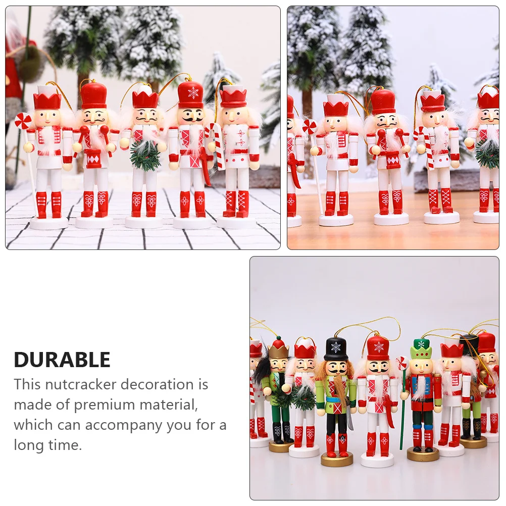

5pcs Wooden Ornaments Christmas Decorations Home Holiday Christmas Nutcrackers Ornaments Party Tree Hanging Xmas Gift Decor