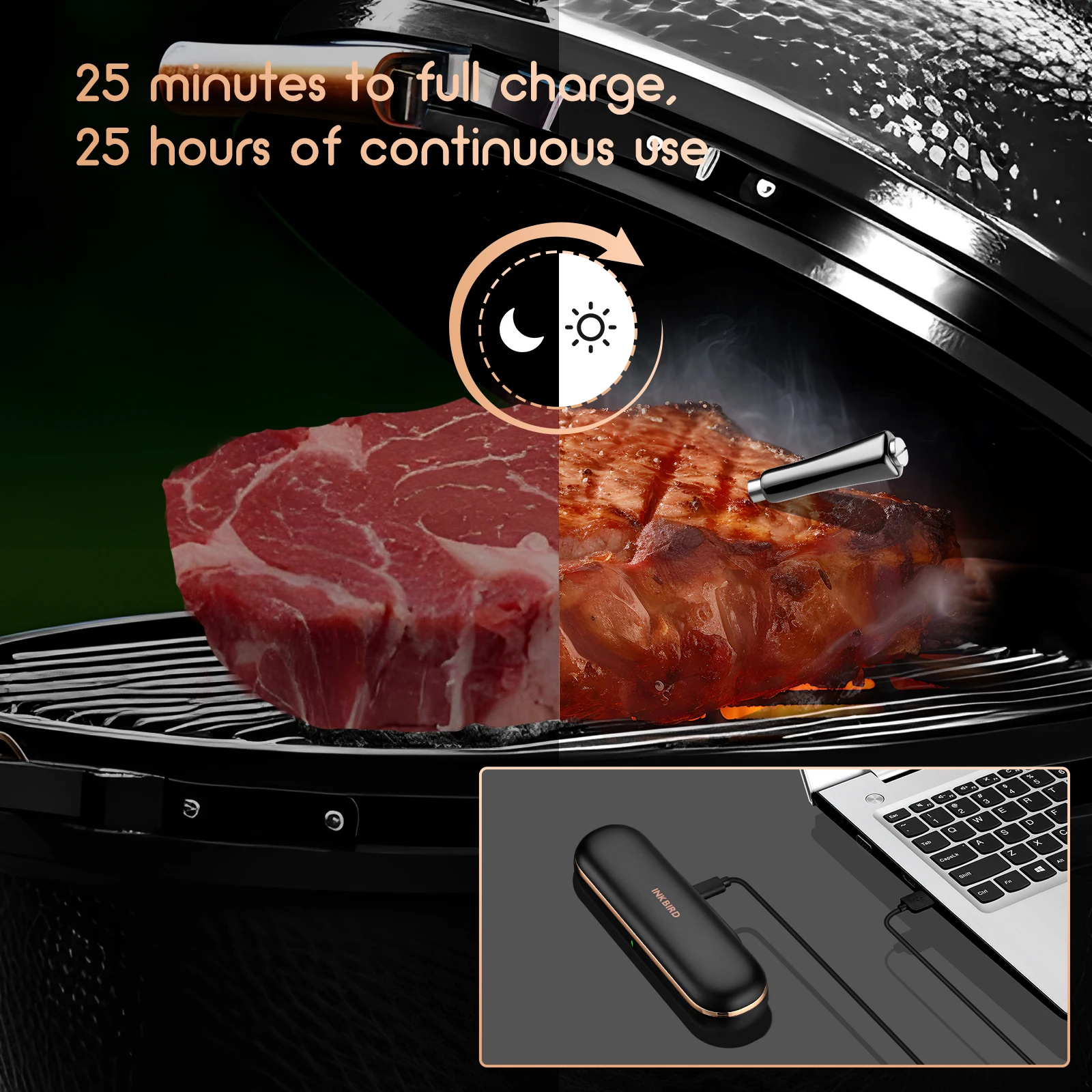 Imagem -05 - Termômetro sem Fio Bluetooth Bbq Sensores em Sonda Monitor de Temperatura Inteligente para Forno e Cozinha Grill Inkbird-int11p-b