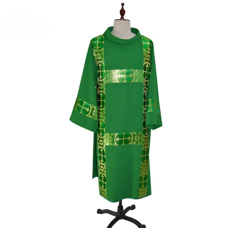 Catholic Deacon Robe Clergy Pastor Clothes Anglicans Lutheran Churches Clerical Clothing Green Red White Purple Priest Costume