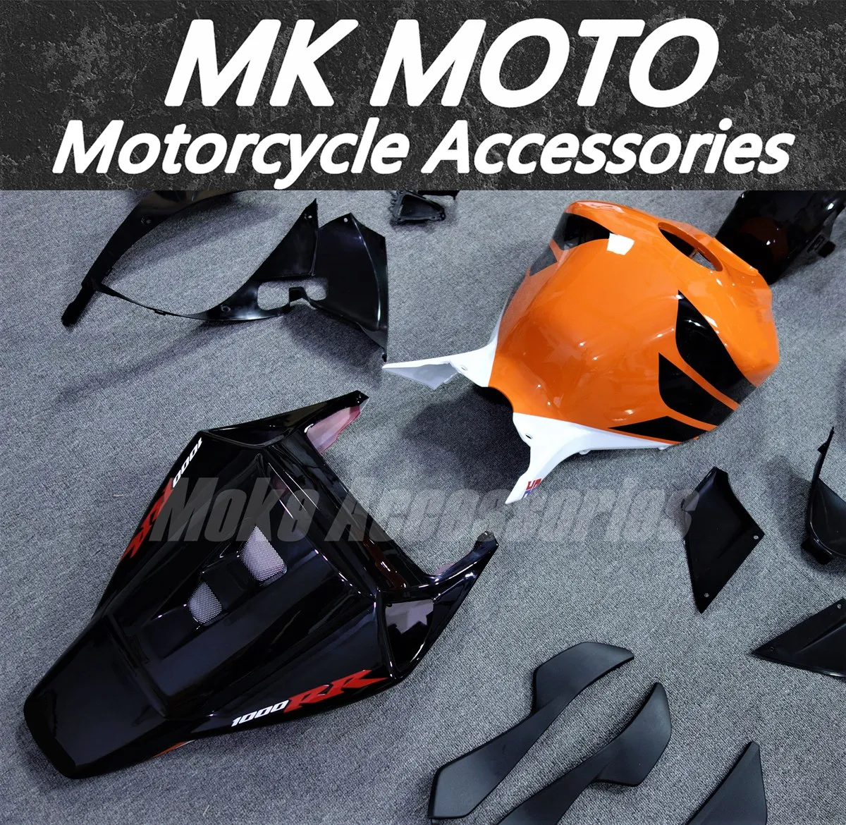 مجموعة انسيابية الدراجات النارية Moke Moto مناسبة لـ Cbr1000rr 2006-2007 مجموعة هيكل السيارة عالية الجودة حقن ABS جديد أسود برتقالي