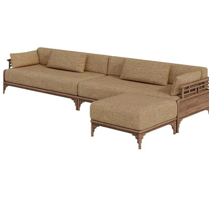 

North American black walnut straight row zen villa wabi sabi wind office solid wood fabric furniture