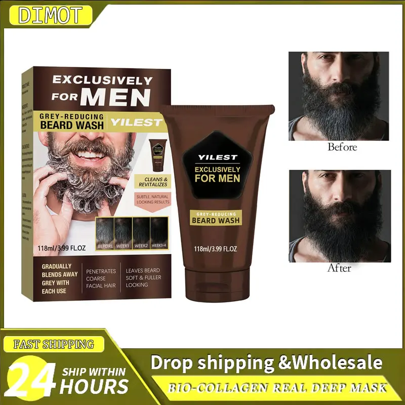 

Permanent Beard Dye Shampoo Natural Long Lasting Dying Removal White Grey Beard Hair Men Beard Dye Shampoo for Men Shampoos