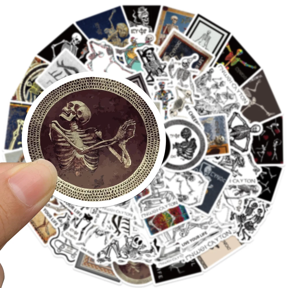 62PCS Cool Retro Ancient Greece Micromosaic Skeleton Aesthetic Art Stickers DIY Graffiti for Car Laptop Phone Guitar Decals deco