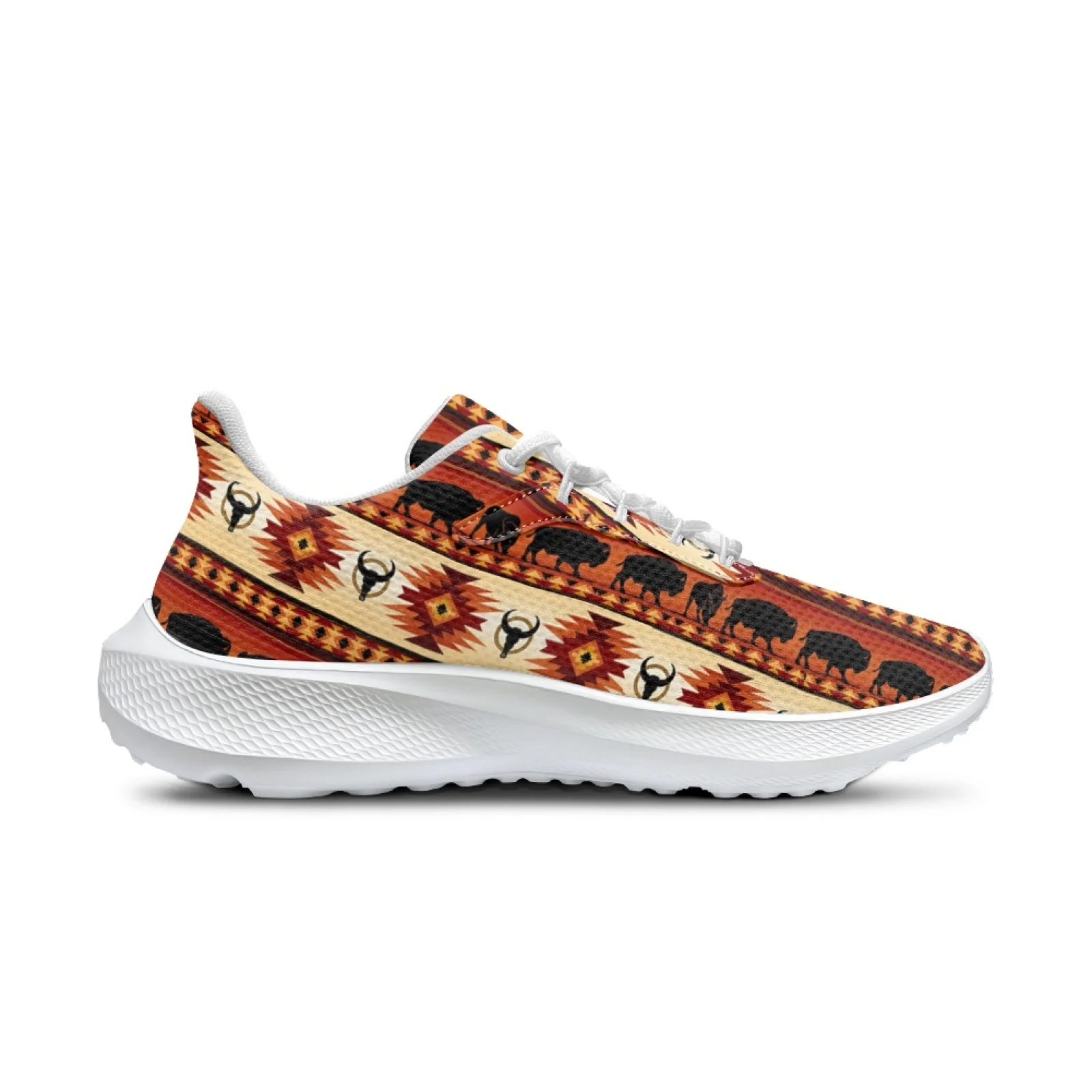 INSTANTARTS Ethnic Tribal Women's Running Shoes Comfortable Breathable Tribal Cattle Sports Shoes Aztec Printed Casual Sneaker