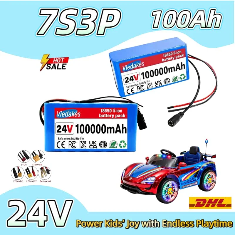 

24V 100Ah 7S3P Deep Cycle 18650 Li-ion Battery - Compatible with Trolling Motor/Wheelchair/Medical Devices,Stable Voltage & Safe