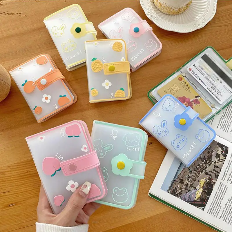 

Korean Cute Cartoon Transparent Card Holder For Women Girls Credit Card Pocket ID Credit Card Bag Student Card Bus Card Pouch