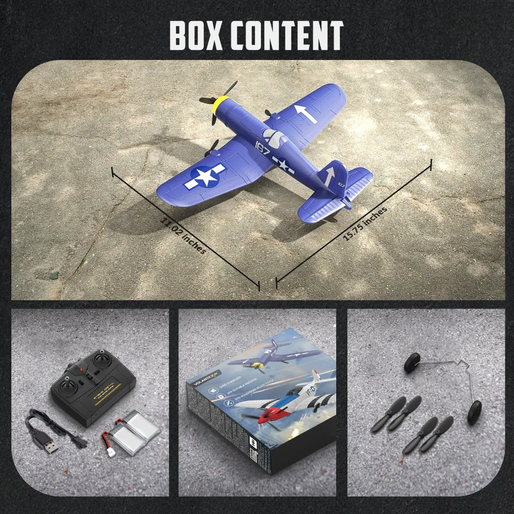 볼란텍스RC F4U 코르세어 2.4G 3CH RC 비행기 400mm EPP 폼 고정익 워버드 스마트 밸런스 장난감 (어린이/성인용 선물)